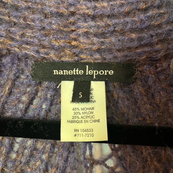 Nanette Lepore Swing Time Coatigan Cardigan Small Purple Knit Mohair EUC - Picture 4 of 5